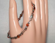 Silpada Sterling Silver Amber Cabochon Link Bracelet, 7.25 inch