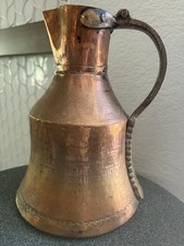 Antique Middle Eastern Tinned Copper Ewer / Water Pitcher with Long Spout — listing 3