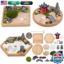 Zen Garden Tabletop Kit with Slate Finish Tray, River Stones, Sand & Rakes — listing 2