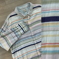 Carbon Men's Striped Button-Up Shirt with Floral Contrast Trim, Size XL — listing 6