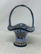Portuguese Hand-Painted Reticulated Floral Basket with Attached Underplate — listing 3