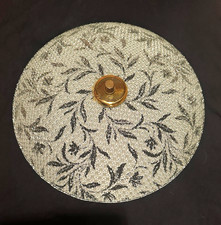 Vintage Pressed Glass Dome Light Shade with Diamond Cut and Etched Floral Pattern — listing 4