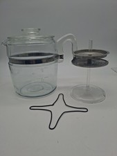Vintage Glass Coffee Carafe with Ornate Chrome Handle and Pierced Collar — listing 2