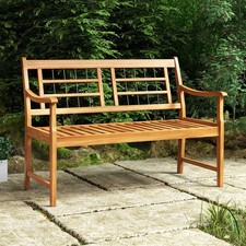 Wooden Curved-Seat Bench Stool with Two-Tone Finish and Splayed Legs — listing 5
