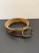 Multicolor Patchwork Leather Belt with Ball-Chain Trim and Square Buckle — listing 2