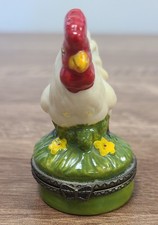 Blue and White Porcelain Rooster Trinket Box with Hinged Lid — listing 6