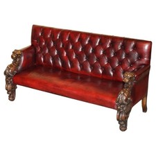 Traditional Distressed Leather Three-Seat Sofa with Carved Wood Frame — listing 5