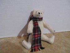 Handmade Plush Teddy Bear in Tan Trench Coat with Paisley Neck Scarf