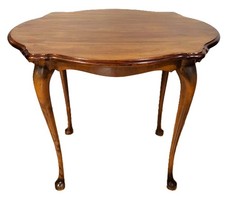 Queen Anne Style Round Cherry Side Table with Glass Top — listing 6