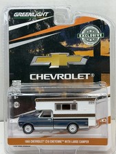 Vintage Diecast Toy Pickup Truck with White Camper Shell Hot Wheels