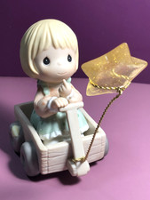 Precious Moments Porcelain Figurine - Boy Pulling Girl in Wagon with Potted Plant — listing 3