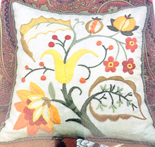Pauline Denham Completed Crewel Embroidery Blue Floral Panel #6016 — listing 3