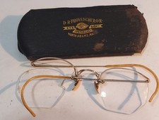 Vintage 1930s-40s Rimless Gold-Filled Eyeglasses with Numont-Style Bridge and Celluloid Wire Temples in B.A. Soper Optometrist Case — listing 5