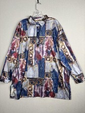 Vintage Top Notch Baroque Floral Print Open-Front Draped Cardigan Jacket