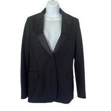 Theory Black Satin Two-Button Blazer, Size 10