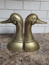 Pair of Vintage Leonard Solid Brass Duck Head Bookends — listing 3