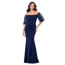 X by Xscape Purple & Pink Floral One-Shoulder Long Formal Gown, Size 6 — listing 2