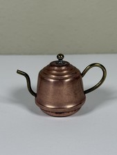 miniature brass Vintage Miniature Copper and Brass Pitcher / Creamer with Banded Trim — listing 4