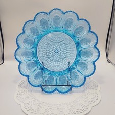Vintage Pressed Glass Hobnail Deviled Egg Serving Plate
