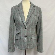 C. Wonder Navy & Green Tartan Plaid Wool Blend Blazer with Gold Buttons, Size 12 — listing 2