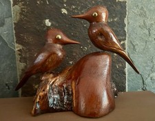 Hand-Carved Folk Art Hummingbird Sculpture on Turned Finial Base, Signed H. Michener 2022 — listing 2