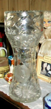 Vintage Cut Lead Crystal Cylinder Vase with Fan, Diamond and Vertical Panel Cutting — listing 4