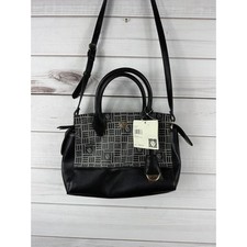 Anne Klein Black Saffiano-Style Faux Leather Satchel Handbag — listing 2