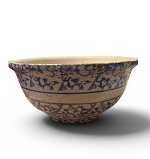 Blue Spongeware Stoneware Serving Bowl — listing 5