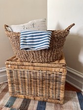 Woven Rattan and Bamboo Storage Trunk / Blanket Chest with Diamond Lattice Design — listing 4