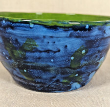 Studio Pottery Bowl with Light Blue Glaze and Incised Artist Signature — listing 5