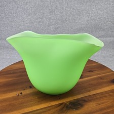 Vintage Forest Green Pressed Glass Footed Fan Vase with Diamond Point Pattern — listing 5