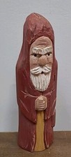 Handcrafted OOAK Rustic Belsnickel Father Christmas Santa Figure with Basket, Wreath & Burlap Toy Sack Yes — signed/dated on base — listing 4