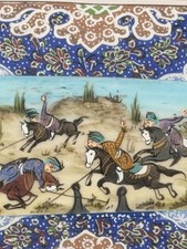 Persian Hand-Painted Polo Match Miniature Painting in Khatam Micro-Mosaic Frame — listing 5