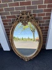 Antique Ornate Gold Gilt Wood Framed Wall Mirror — listing 4