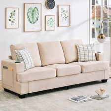 Chenille Upholstered Sofa Set (Pair of Two-Tone Sofas) — listing 3