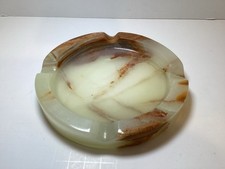 stone ashtray Onyx / Alabaster Carved Ashtray with Corner Rests