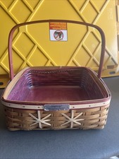 Longaberger 2009 Christmas Collection Snowflake Cookie Basket with Wooden Lid, Protector Liner & Fabric Liner — listing 6