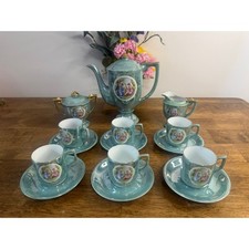 Vintage Lustreware Tea Set - Teapot, Creamer & Sugar Bowl in Pale Blue with Gold Trim — listing 3