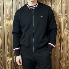Tommy Hilfiger Men's Zip-Up Sweatshirt/Jacket with Signature Red-White Stripe Collar, Size M — listing 3