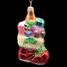 Long Glass Christmas Stocking Ornament with Gifts (Model LX205) — listing 4