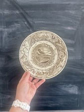 Vintage Brown Transferware Floral Dinner Plate, English Style Ironstone — listing 3