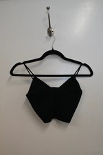 Black Short-Sleeve Ribbed Scoop-Neck Crop Top, Size XL — listing 2