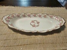Antique Limoges Elite Works Porcelain Oval Serving Platter with Floral Sprays and Gilt Rim — listing 6