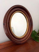 Vintage Oval Wall Mirror with Wooden Frame
