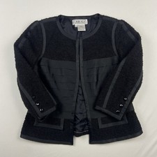 Carlisle Black Wool Zip-Front Jacket with Oversized Collar — listing 2