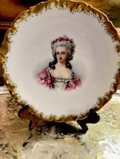 Limoges Portrait Cabinet Plate, Green & Gilt Border, Neoclassical Scene 'Signed Joel' — listing 2
