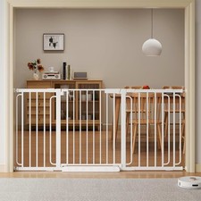 Extra Wide Metal Baby Safety Gate with Walk-Through Door, Black — listing 4