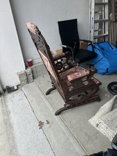 Antique Victorian Eastlake Platform Rocking Chair with Needlepoint Upholstery — listing 2