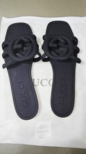 Gucci GG Guccissima Leather Slide Sandal, Brown/Black — listing 2