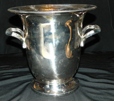 Silver Champagne / Wine Cooler Ice Bucket with Gadrooned Rim and Scroll Handles No mark visible